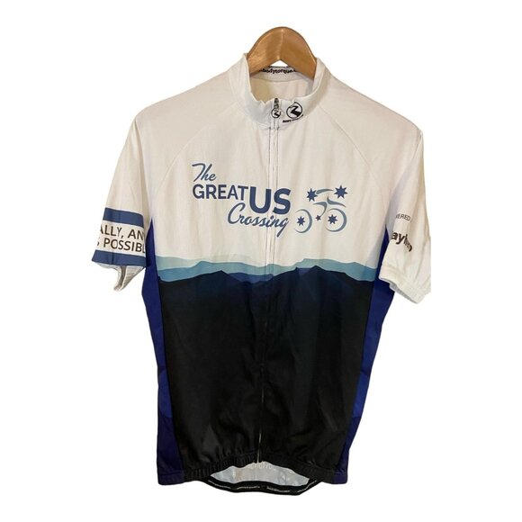 Body Torque Mens Classic Cut Cycling Jersey Size M White/Blue Athletisure - Picture 2 of 6